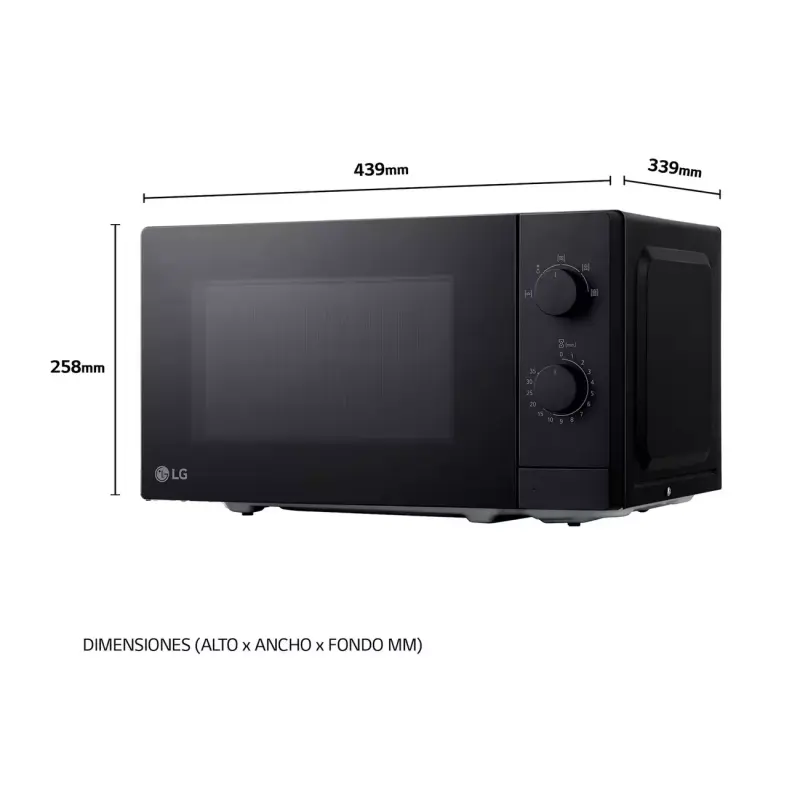 MICROONDAS 0.7P³ COMPACTO LG CON PUERTA DE CRISTAL MS2082